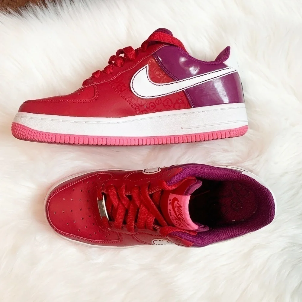 Nike Red Berry Air Force 1 Low Youth Sneakers
